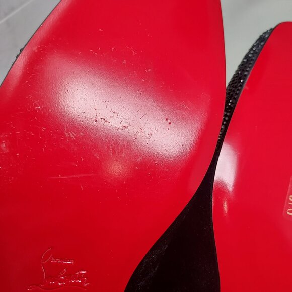 Christian Louboutin Black Greggy Chick Bejeweled Strass Lace Up Velvet Loafer main image 4